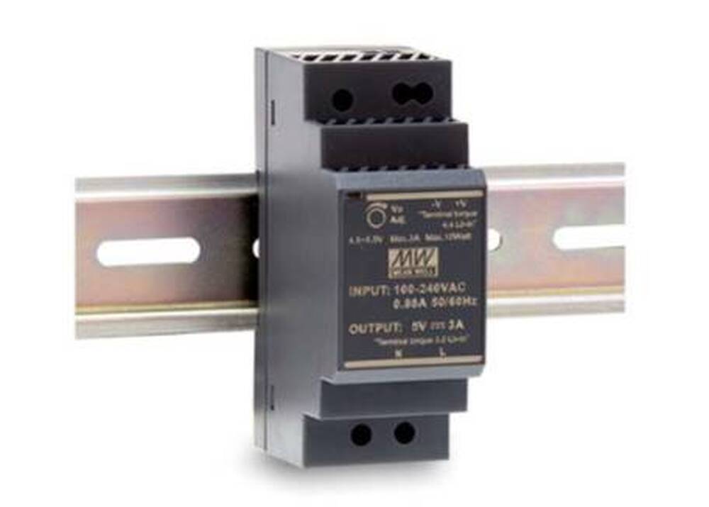 Источник питания на DIN-рейку 24 В,1.5 А, 36 Вт, MEANWELL, II класс защиты, 35х90х54,5 мм
