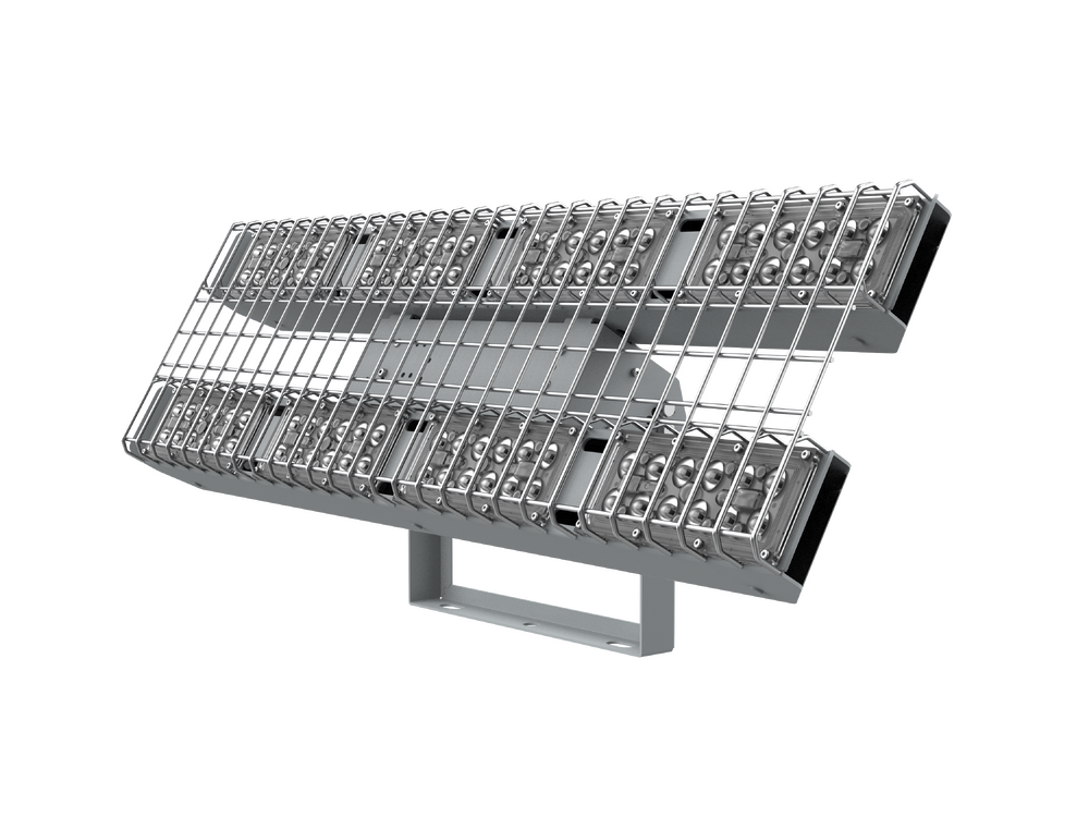 Светодиодный светильник VARTON Fizruk спортивный для образовательных учреждений 200 Вт CRI90 4000 K накладной IP65 с поворотным кронштейном защитной решеткой оптикой 60 градусов RAL7045 серый