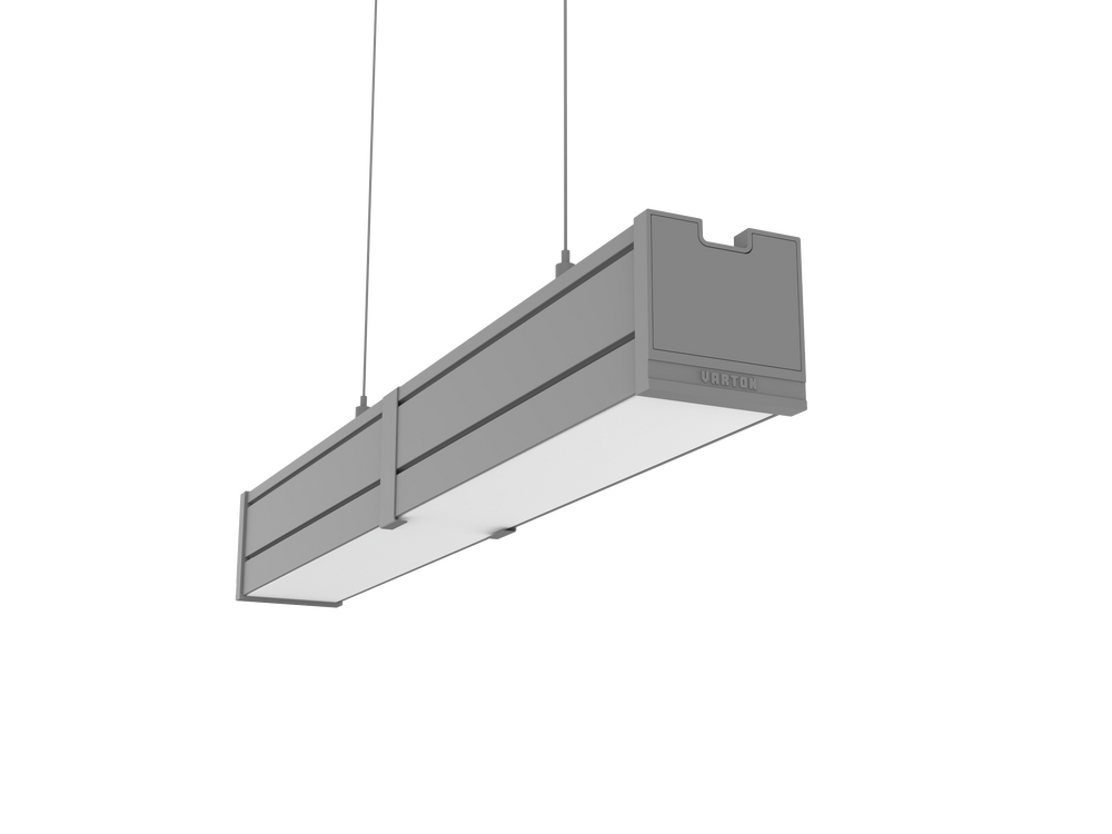 Светодиодный светильник VARTON Mercury Pro GL подвесной/накладной 523 х 66 х 68 мм 18 Вт 4000 К CRI 90 RAL7045 серый муар с декоративным проводом 2 м и комплектом подвесов 2 м опаловый рассеиватель закаленное стекло
