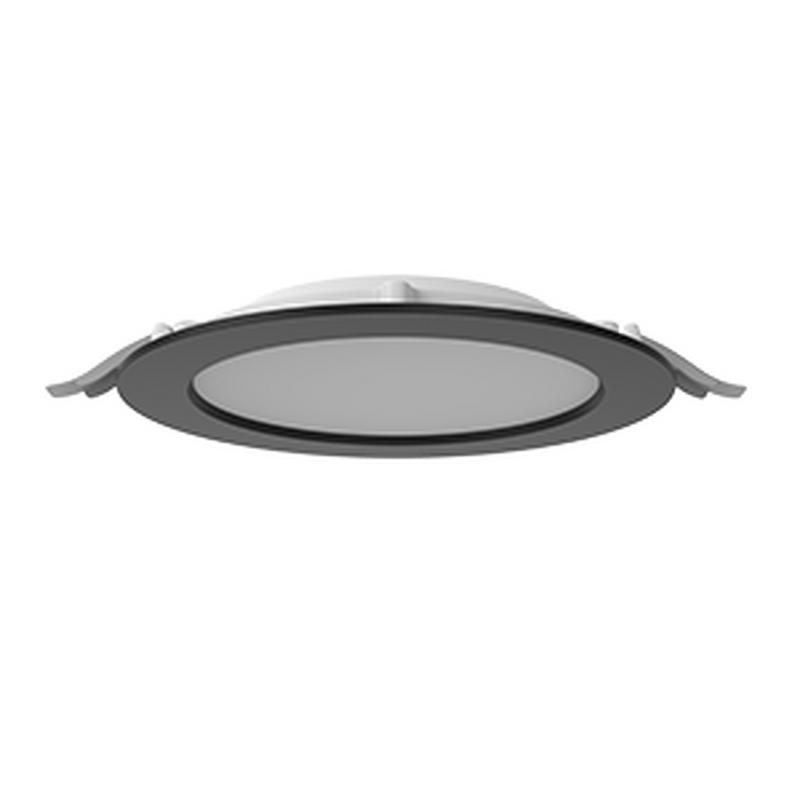 Светодиодный светильник VARTON DL-01 Slim 200 мм 35 Вт 4000 К круглый встраиваемый 221x40 мм IP65/40 RAL9005 черный муар с рассеивателем опал аварийный автономный постоянного действия
