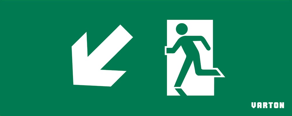 пиктограмма "ФИГУРА / СТРЕЛКА ВЛЕВО ВНИЗ" для аварийно-эвакуационного светильника ip20