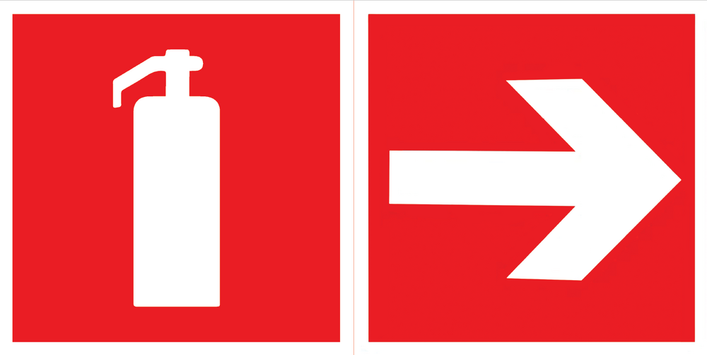 пиктограмма "ОГНЕТУШИТЕЛЬ / СТРЕЛКА" 400х200мм для аварийно-эвакуационного светильника Vault