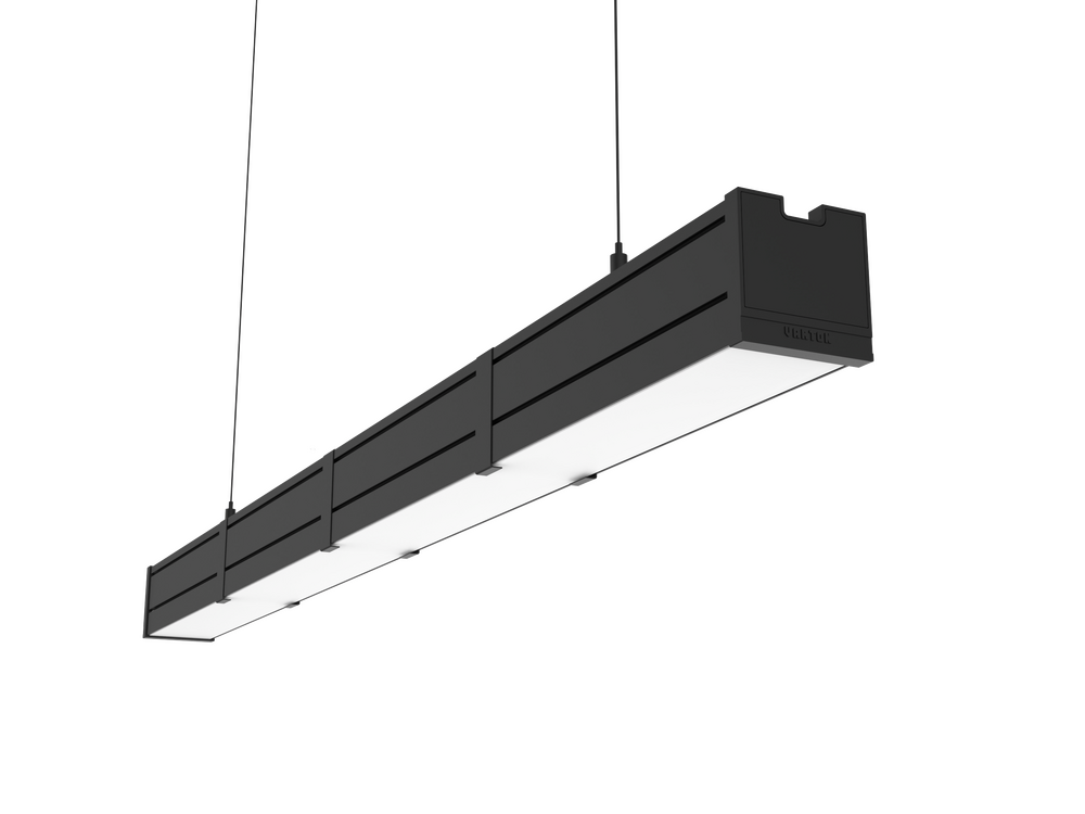 Светодиодный светильник VARTON Mercury Pro GL подвесной/накладной 1019 х 66 х 68 мм 48 Вт 3000 К CRI 90 RAL9005 черный муар с декоративным проводом 2 м и комплектом подвесов 2 м опаловый рассеиватель закаленное стекло