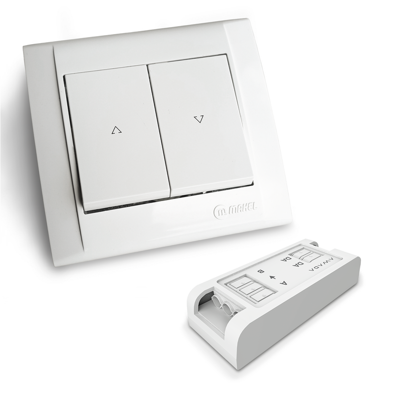 Модуль подключения настенного выключателя DA2-BTN в комплекте с 2-х клавишным выключателем белого цвета