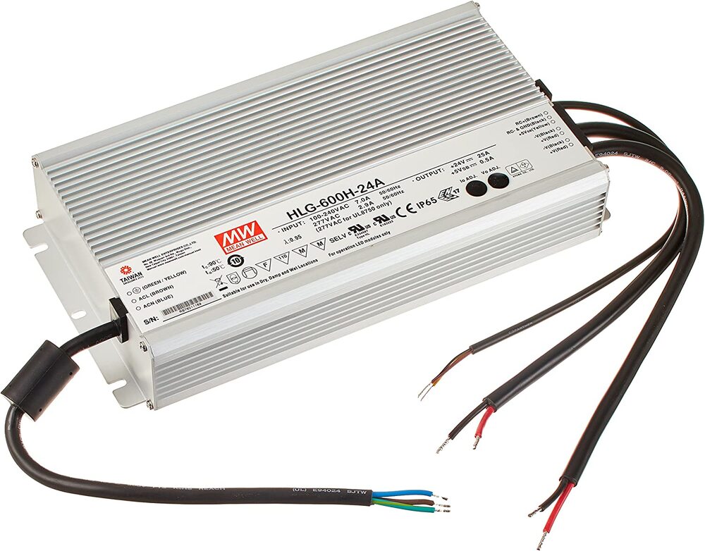 Драйвер 600Вт 24V для светодиодной ленты Meanwell HLG-600H-24 IP65 280x144x48.5 мм