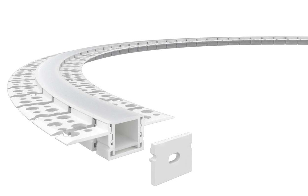Алюминиевый профиль гибкий для встр. в ГКЛ 2000х20х10мм (60х10мм, 2 вылета x20мм, макс. шир. ленты 15мм)