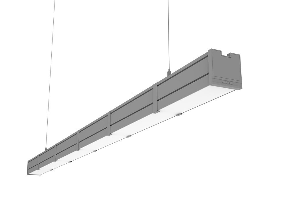 Светодиодный светильник VARTON Mercury Pro GL подвесной/накладной 1516 х 66 х 68 мм 50 Вт 3000 К CRI 90 RAL7045 серый муар с декоративным проводом 2 м и комплектом подвесов 2 м опаловый рассеиватель закаленное стекло DALI