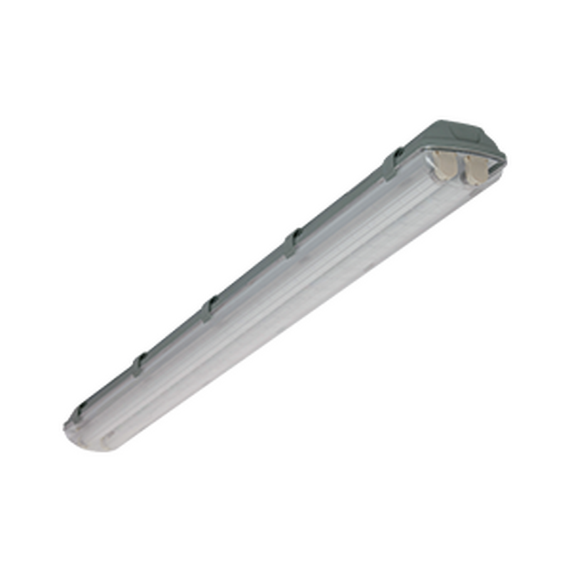 Люминесцентный светильник VARTON ЛПП 2х36 накладной 1262х124х85 мм IP65 с прозрачным рассеивателем аварийный автономный постоянного действия