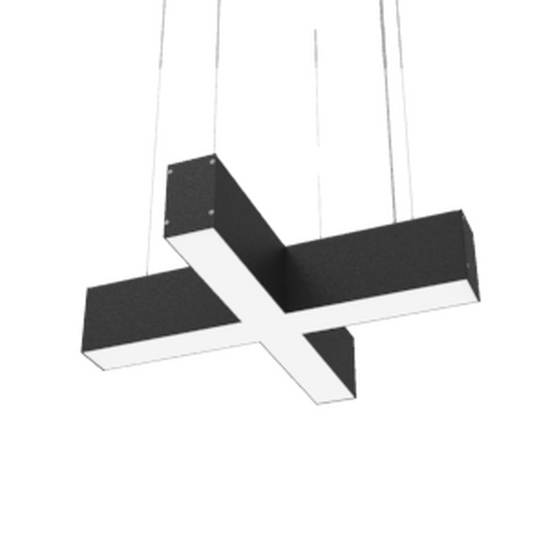 Cветильник VARTON X-line X-образный 30 Вт 3000 К 532x500x100 мм RAL9005 черный муар с рассеивателем опал и торцевыми крышками (4 шт.)