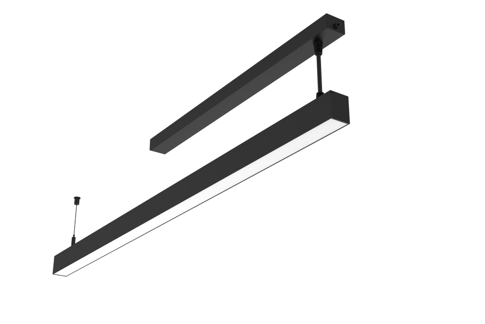 Светодиодный светильник VARTON Angusta 761x35x45мм подвесной 27 Вт IP40 RAL9005 черный с рассеивателем опал аварийный автономный постоянного действия