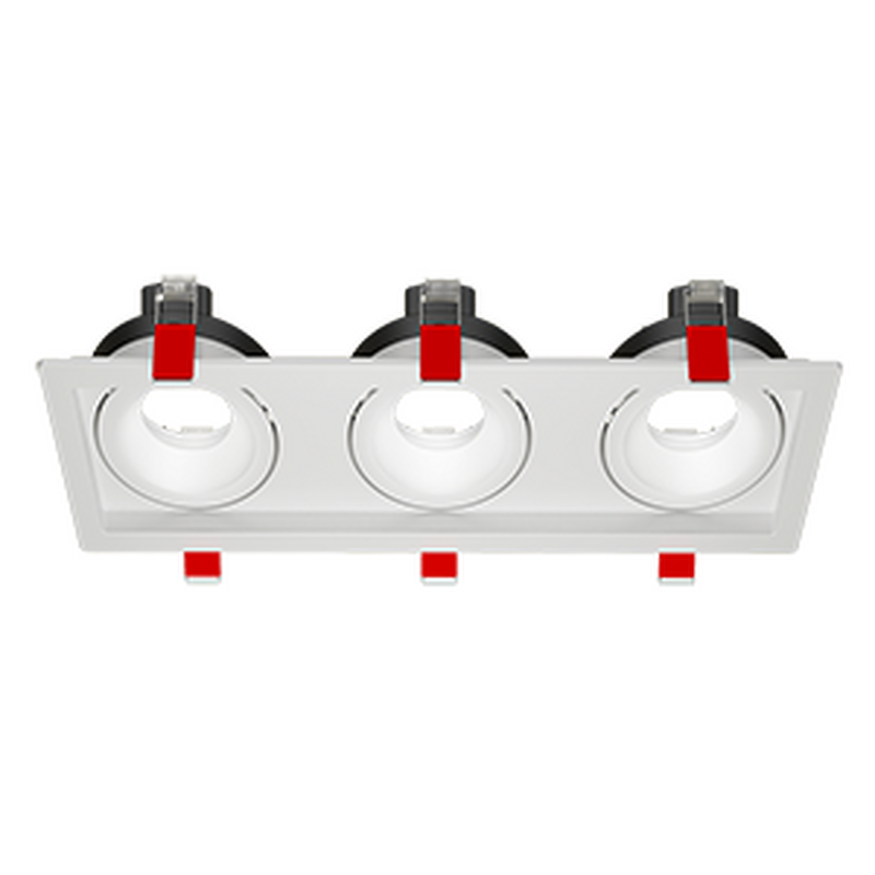 Рамка для модульного светильника "ВАРТОН" FLEX 50 13 тройная встраиваемая110х325х55мм RAL9010 поворотная