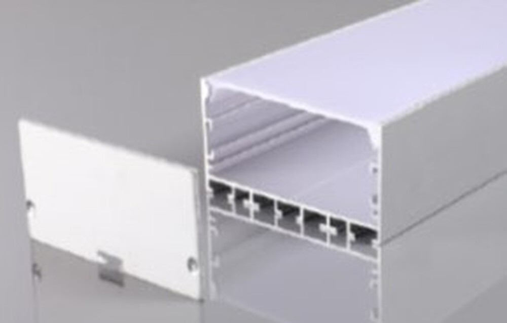 Алюминиевый профиль для LED ленты подвесной/накладной 1200х50х20мм металлик в комплекте: рассеиватель опал 2 м, 2 заглушки