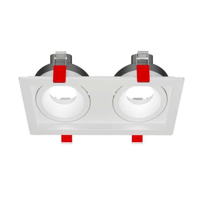 Рамка для модульного светильника "ВАРТОН" FLEX 50 11 двойная встраиваемая 110х220х55мм RAL9010 поворотная