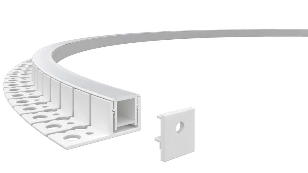 Алюминиевый профиль гибкий для встр. в ГКЛ 2000х16х14мм (36х14мм, вылет 20мм, макс. шир. ленты 12мм)