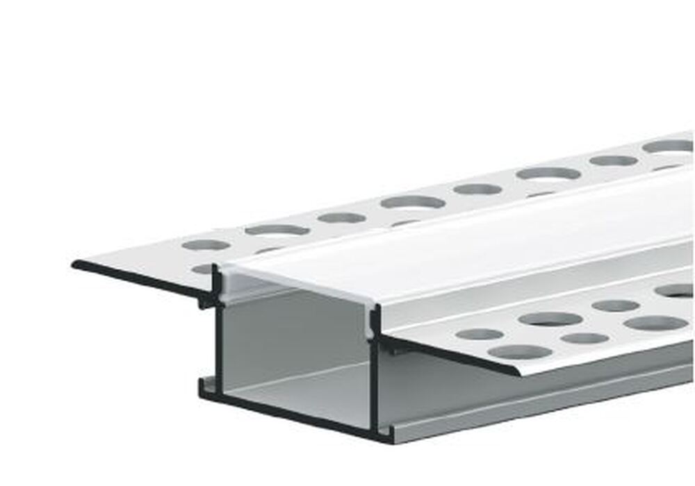 Алюминиевый профиль для встраивания в ГКЛ 2000х21х14.4мм (монтажный размер 64.2х14.4мм, максимальная ширина ленты 21мм