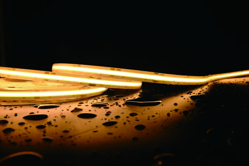 LED лента ВАРТОН высокотемпературная 10W/m 24V 3000K 5m х12 mm IP67 COB 480LED/m (упаковка 5м)