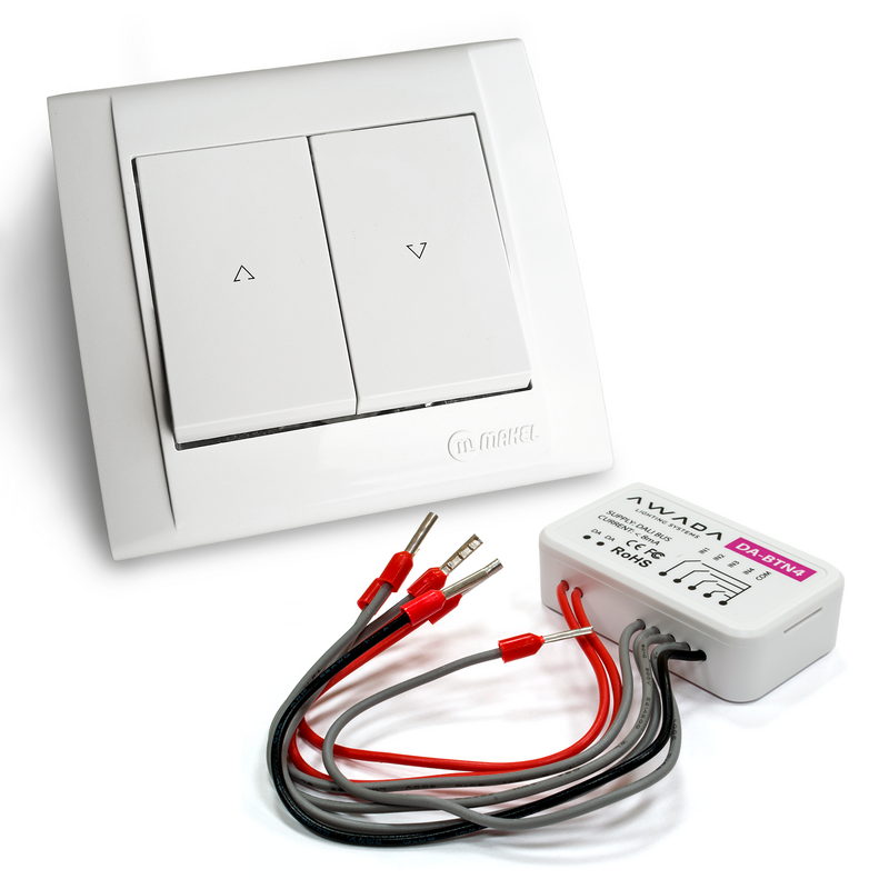 Модуль подключения настенного выключателя DA-BTN4 в комплекте с 2-х клавишным выключателем белого цвета